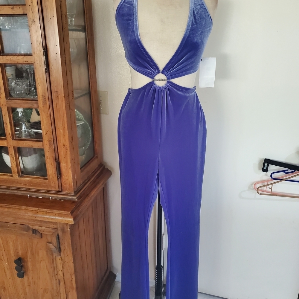 Juicy Couture Royal Blue Velvet Jumpsuit